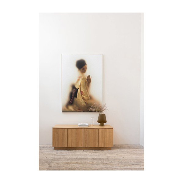 Szafka pod TV z litego drewna dębowego w naturalnym kolorze 133x52x45 cm Zuma – WOOOD-image-1