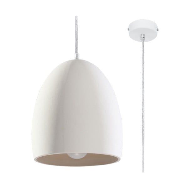 Biała lampa wisząca z ceramicznym kloszem ø 30 cm Fonsie – Nice Lamps