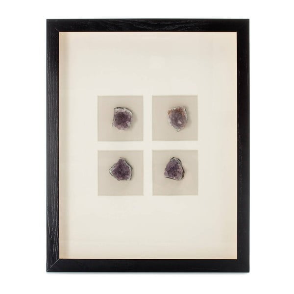 Dekoracja w ramie z 4 fioletowymi minerałami Vivorum Mineral, 51,5x41,5 cm