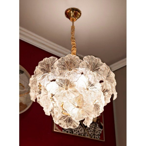 Metalowa lampa wisząca w kolorze złota ze szklanym kloszem ø 47 cm Ibiscus – Mauro Ferretti-image-1