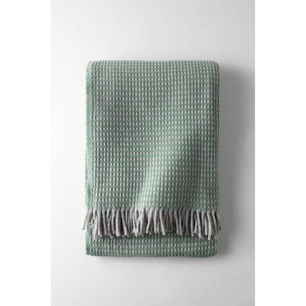 Zielony koc z mieszanki bawełny 140x180 cm Uniwaffle – Euromant