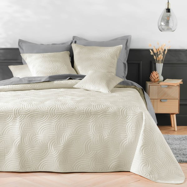 Beżowa narzuta z aksamitu 220x240 cm Solange – douceur d'intérieur