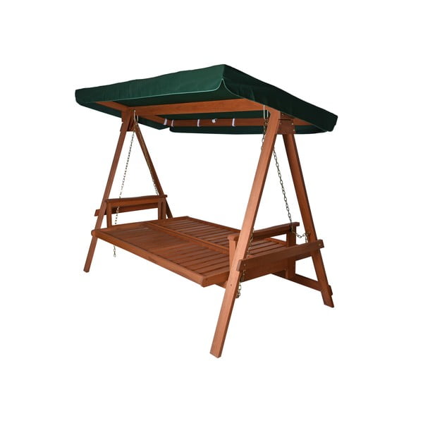 Zielona drewniana huśtawka ogrodowa Vegas Lux – Rojaplast-image-3