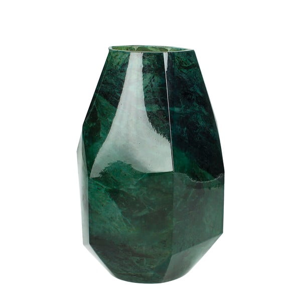Zielony wazon ze szkła z marmurowym dekorem HF Living Alyssa