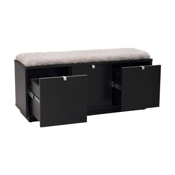 Czarno-szara szafka na buty w dekorze dębu z siedziskiem Confetti – Rowico-image-3