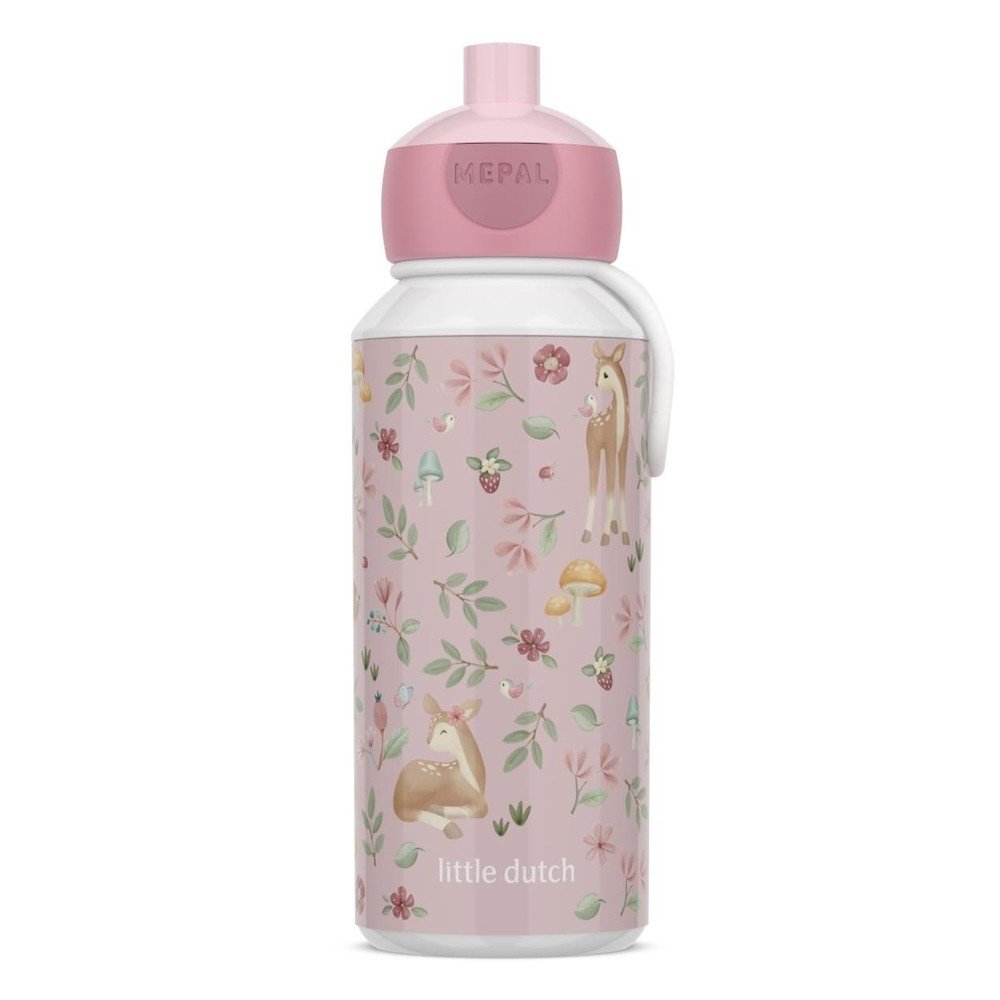 Jasnoróżowa plastikowa butelka dla dzieci 400 ml Fairy Garden by Little Dutch – Mepal