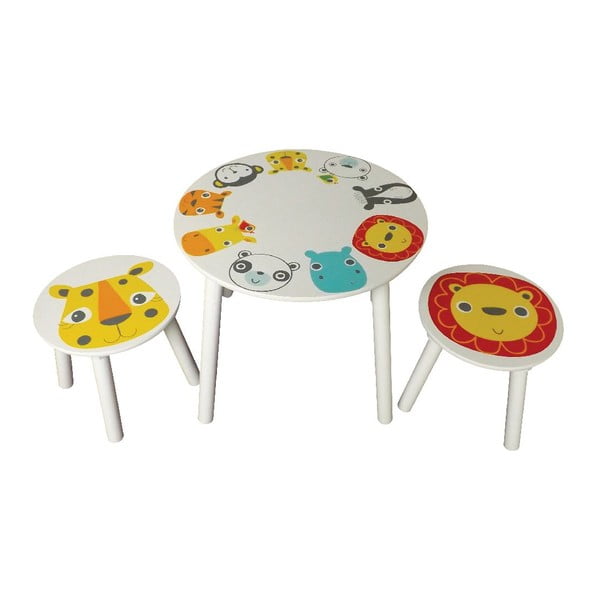 Dziecięcy stolik i dwa stołki Safri