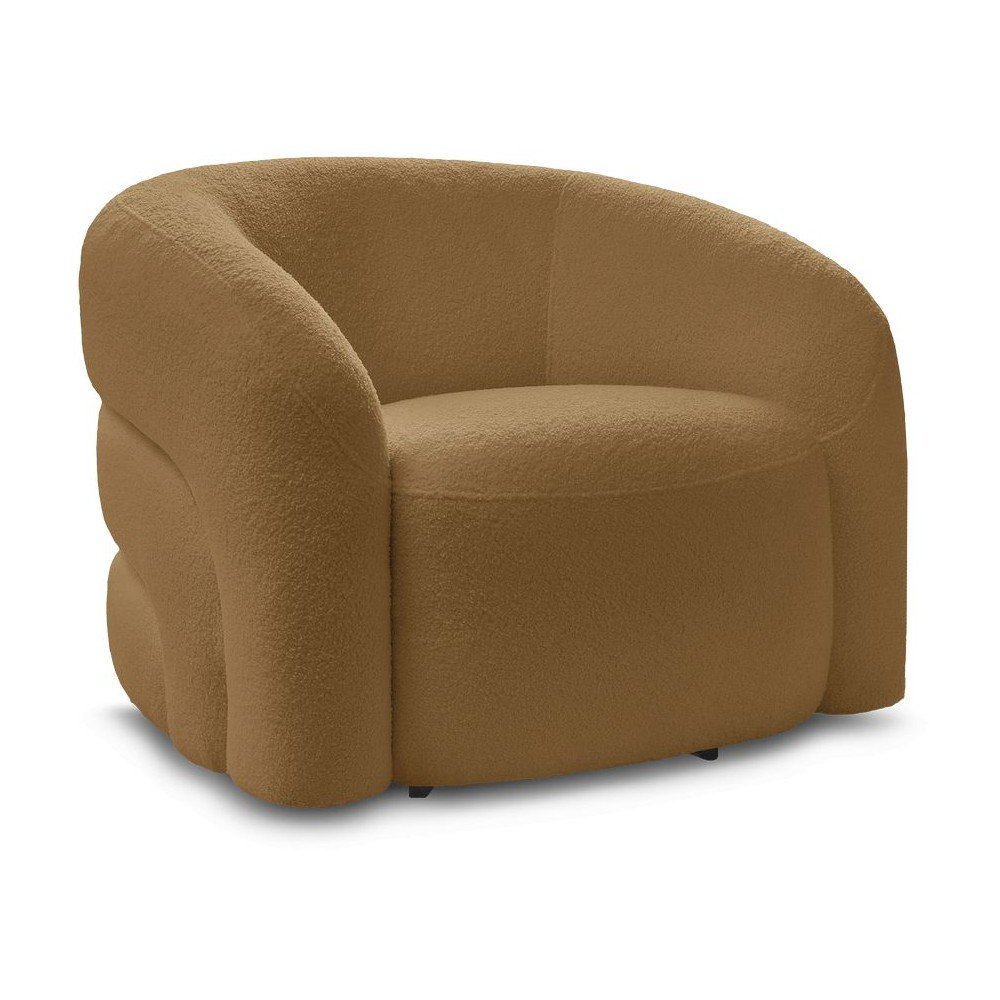 Musztardowy obrotowy fotel z materiału bouclé Elina – Bobochic Paris