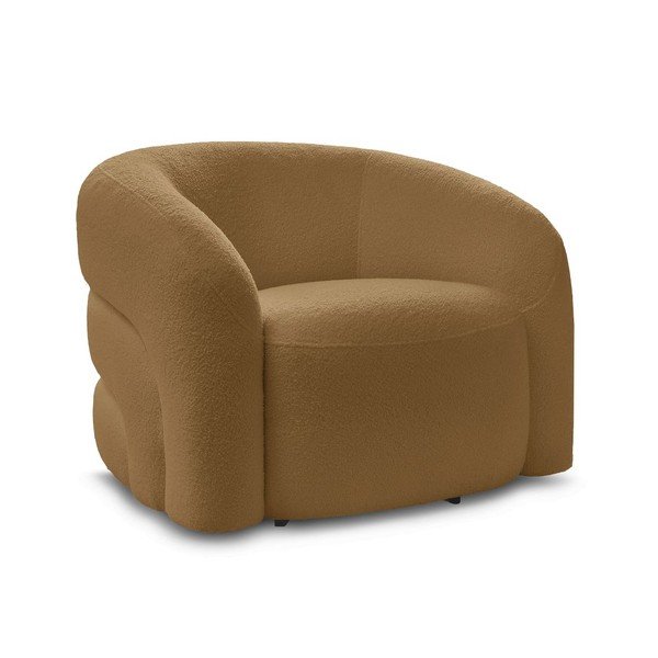 Musztardowy obrotowy fotel z materiału bouclé Elina – Bobochic Paris