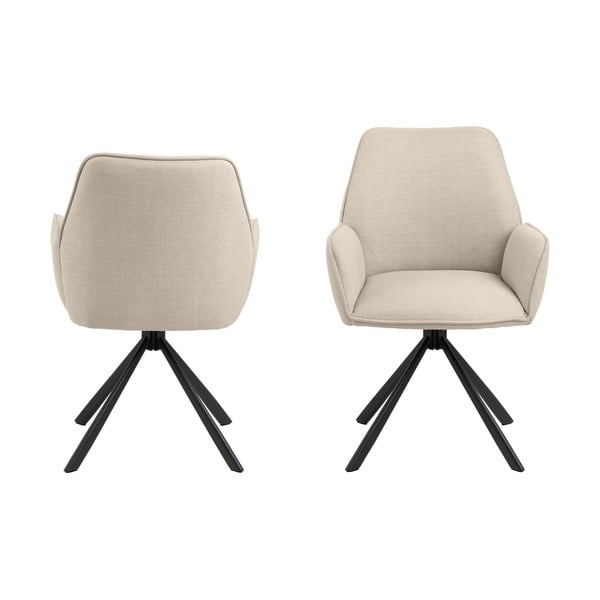 Beżowe tapicerowane fotele jadalniane zestaw z podłokietnikami 2 szt. Glenda – Actona-image-2