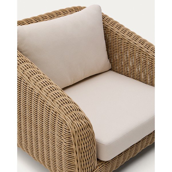 Beżowy/w naturalnym kolorze tapicerowany fotel ogrodowy Meria – Kave Home-image-4