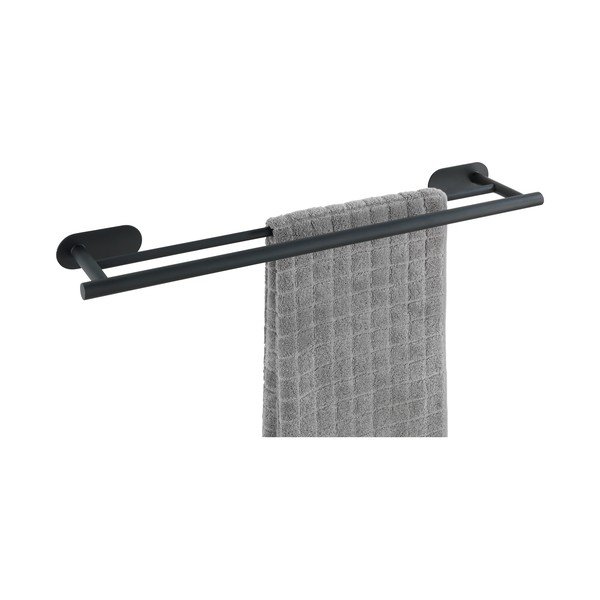 Matowy czarny podwójny ścienny uchwyt na ręczniki ze stali nierdzewnej Wenko Orea Rail Duo Turbo-Loc®-image-3