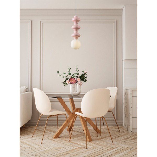 Biała/jasnoróżowa lampa wisząca ceramiczna ze szklanym kloszem ø 18 cm Clio – Nova Luce-image-2