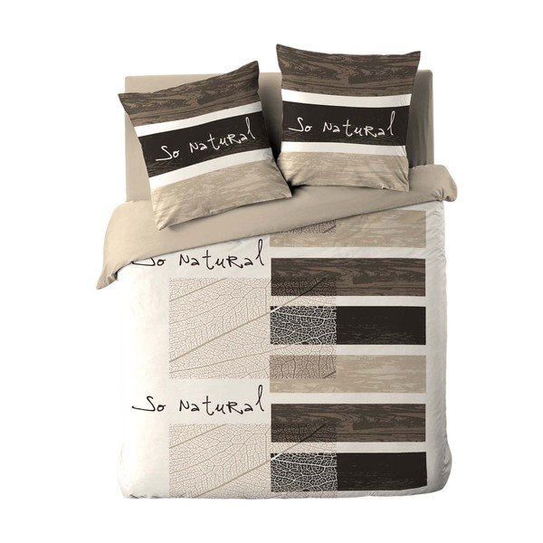 Brązowa bawełniana pościel dwuosobowa 3-częściowa 260x240 cm So Natural – douceur d'intérieur