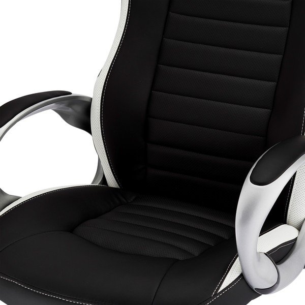 Czarno-biały fotel biurowy Furnhouse Speedy 2-image-4