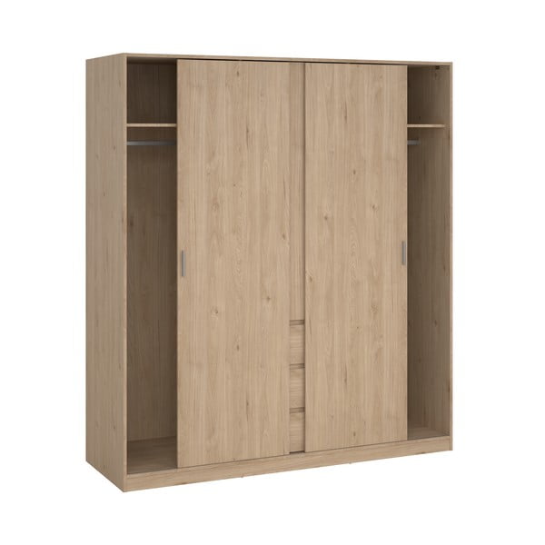 Szafa w dekorze dębu z drzwiami przesuwnymi w naturalnym kolorze 177x200x60 cm Naia – Tvilum-image-3