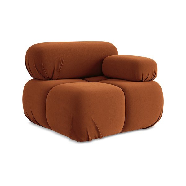 Pomarańczowy aksamitny moduł sofy (prawostronny) Lokua – Makamii-image-1