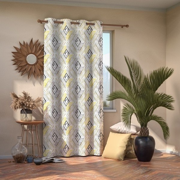 Zasłona AmeliaHome Geometric Grey, 140x245 cm