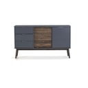 Antracytowa/ciemnobrązowa niska komoda z litego drewna sosnowego 140x80 cm Nussa – Marckeric