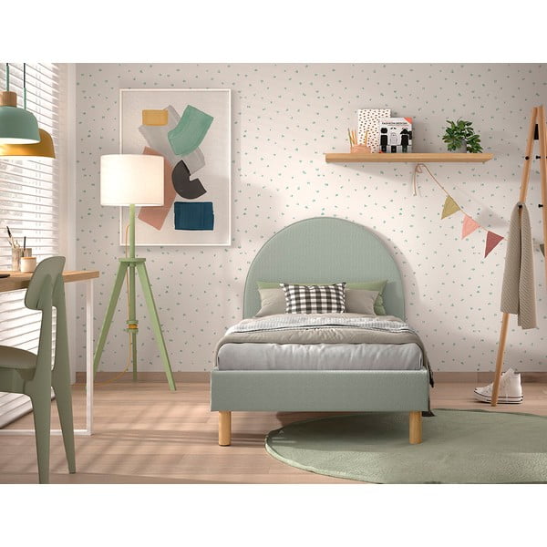 Zielone tapicerowane łóżko ze stelażem 90x200 cm MOON – Vipack-image-3