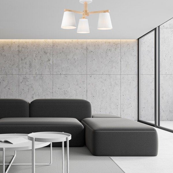 Biała lampa sufitowa z tekstylnym kloszem ø 15 cm Ellie – LAMKUR-image-2