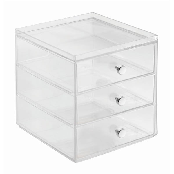 Przezroczysty organizer z 3 szufladami iDesign Drawers, wys. 18 cm-image-2
