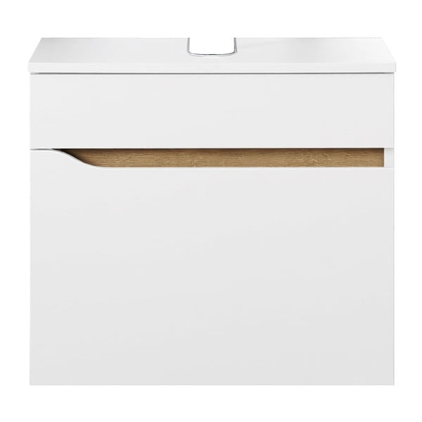 Biała niska wisząca szafka bez umywalki 60x53 cm Set 857 – Pelipal