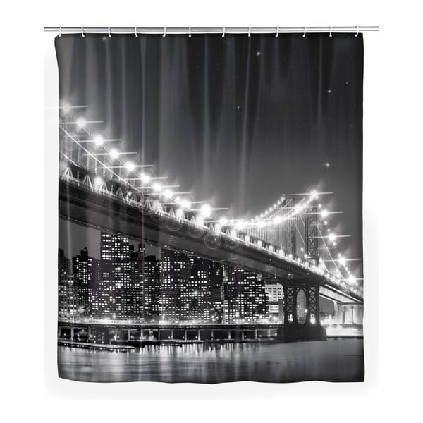 Szary zasłona prysznicowa Wenko Led Brooklyn Bridge, 180x200 cm