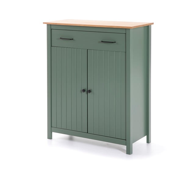 Zielono-naturalna wysoka komoda z litego drewna sosnowego 90x110 cm Miranda – Marckeric-image-2