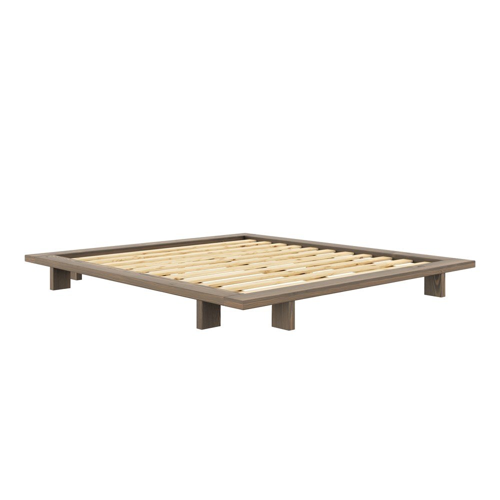 Brązowe łóżko dwuosobowe z litego drewna sosnowego ze stelażem 180x200 cm Japan – Karup Design