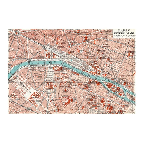 Obraz Homemania Maps Paris, 70x100 cm
