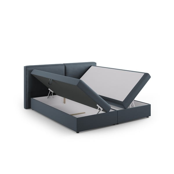 Niebieskie łóżko boxspring ze schowkiem 160x200 cm Arendal – Cosmopolitan Design-image-3