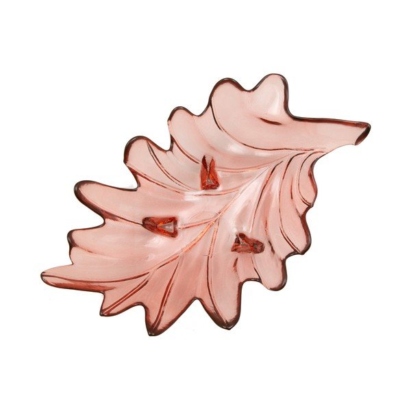 Różowa miska ze szkła z recyklingu Mauro Ferretti Leaf, 33x20 cm-image-3