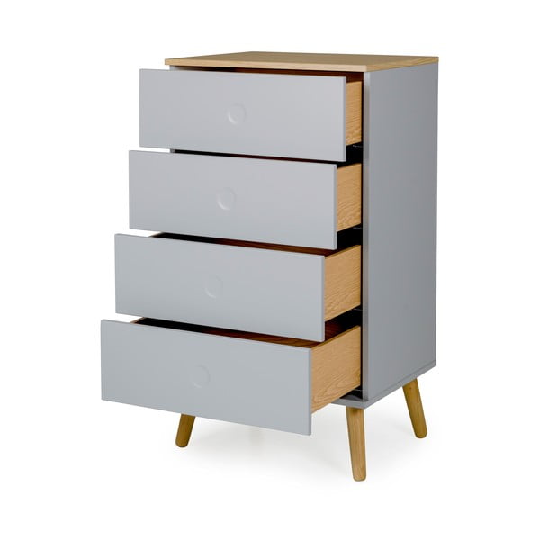 Szara komoda z nogami z drewna dębowego Tenzo Dot, szer. 55 cm-image-3