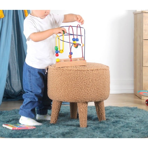 Brązowy puf dziecięcy z materiału bouclé Moouv – Artie-image-4
