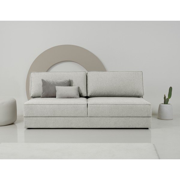 Jasnoszara rozkładana sofa ze schowkiem 202 cm Dora – Scandic-image-1