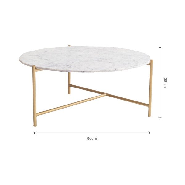 Biały marmurowy okrągły stolik ø 80 cm Morgans – Really Nice Things-image-3