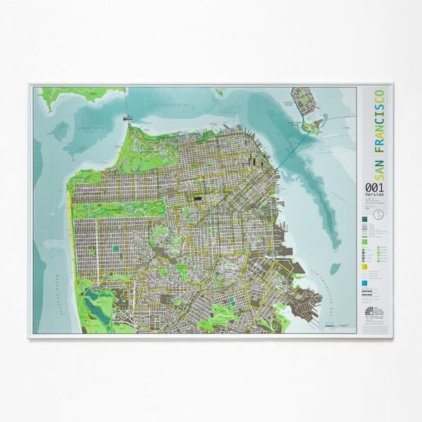 Zielona mapa San Francisco The Future Mapping Company Street Map, 100x70 cm