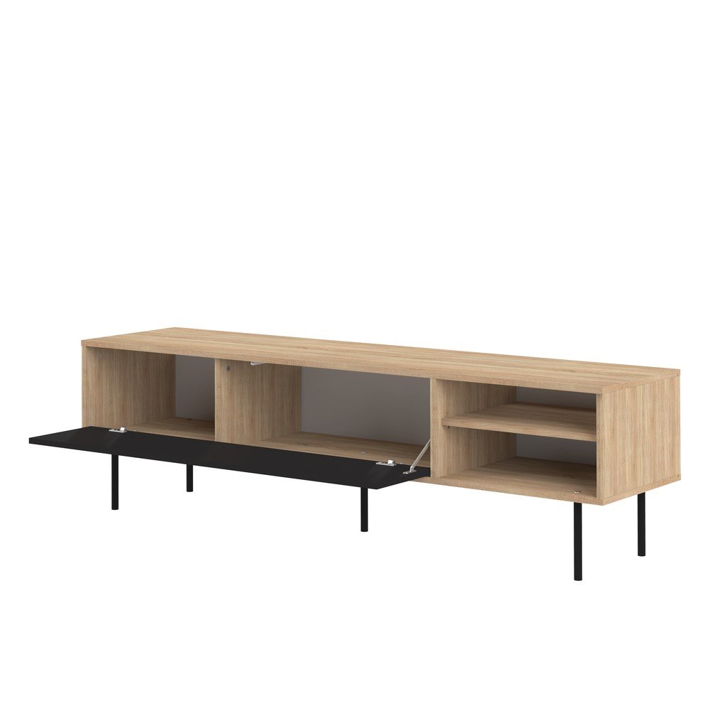Czarna szafka pod TV w dekorze dębu 165x40 cm Ampère – TemaHome (zdjęcie 6)