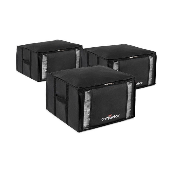 Czarne plastikowe pojemniki zestaw 3 szt. próżniowe 42x40x25 cm Black Edition – Compactor-image-2