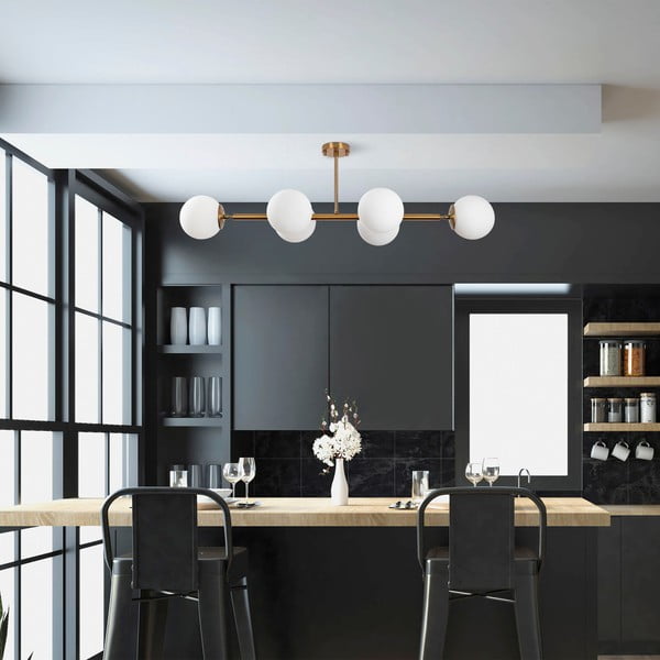 Lampa sufitowa w biało-złotym kolorze ze szklanym kloszem 40x110 cm Fazli – Opviq lights-image-1