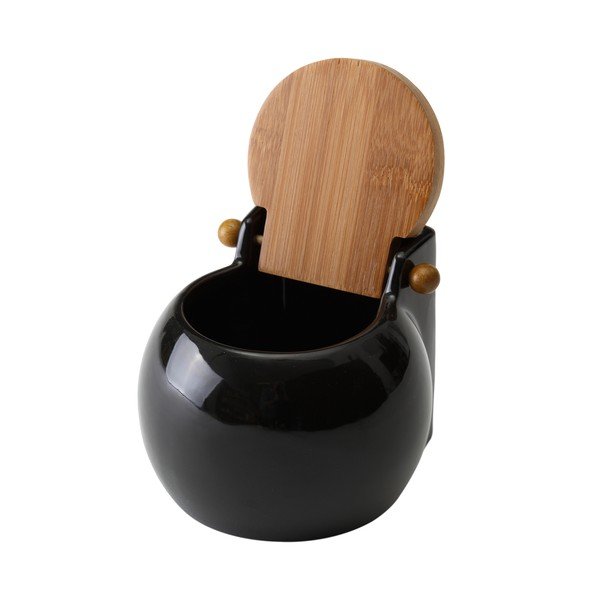 Czarny pojemnik na sól z wieczkiem Unimasa Ceramic, 700 ml-image-1
