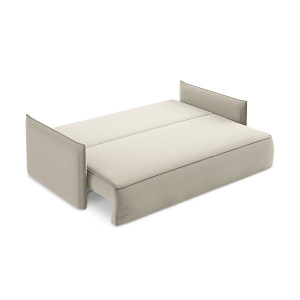 Beżowa aksamitna rozkładana/ze schowkiem sofa 225 cm Hula – Makamii-image-4