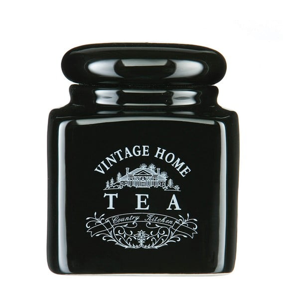 Czarny pojemnik na herbatę z ceramiki Premier Housewares Vintage Home