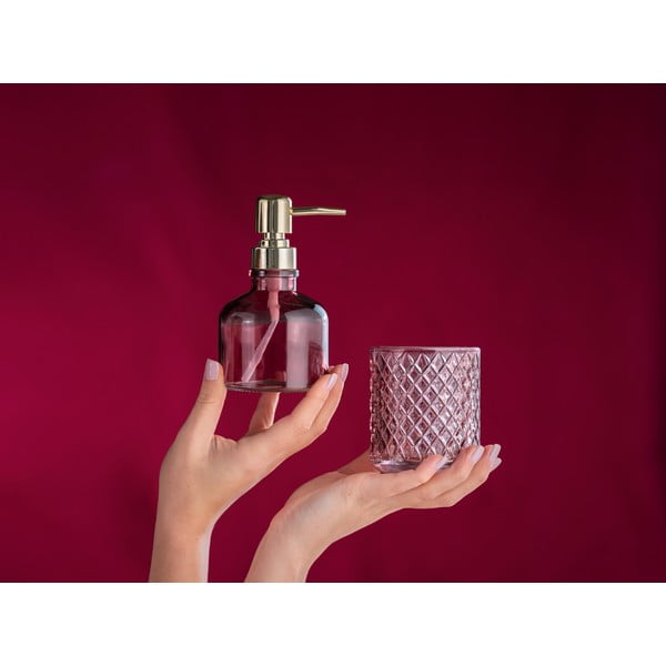 Ciemnoróżowy szklany kubek na szczoteczki do zębów Atessa – Wenko-image-1