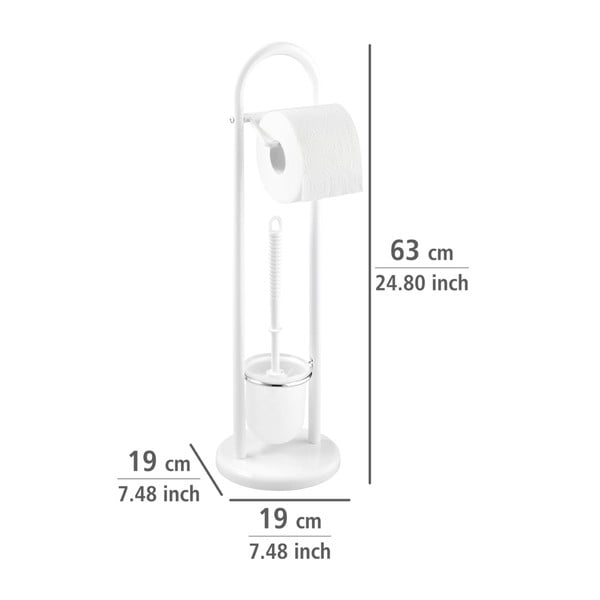 Biała szczotka do WC z uchwytem na papier toaletowy Wenko Siena-image-1