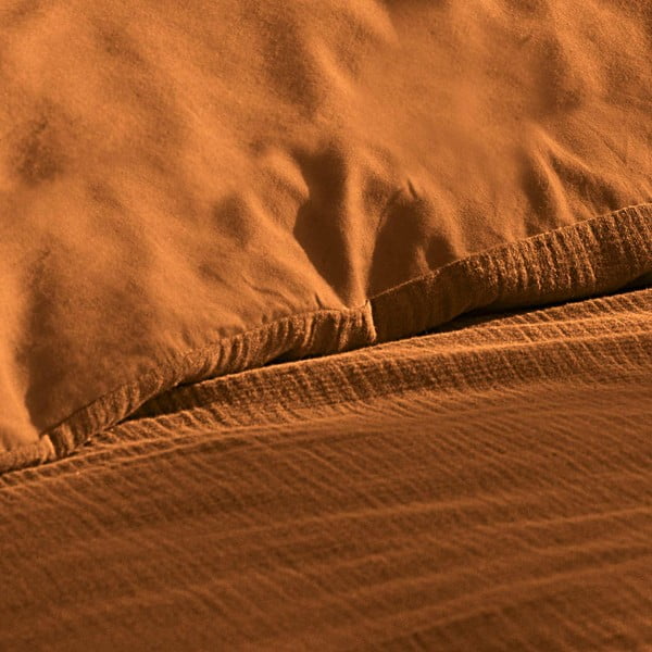 Pomarańczowo-brązowa pościel dwuosobowa muślinowa 240x220 cm Angelia – douceur d'intérieur-image-1