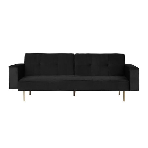 Czarna sofa rozkładana z obiciem o wyglądzie aksamitu Monobeli Calum