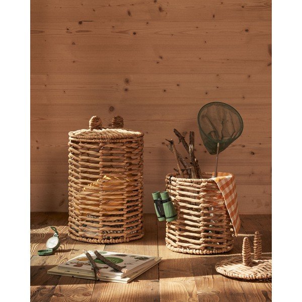 Dziecięce kosze na zabawki z hiacyntu wodnego w naturalnym kolorze 2 szt. ø 30x50 cm Venezia – Kave Home-image-1
