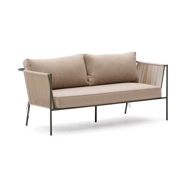 Zielono-beżowa tapicerowana sofa ogrodowa Zivia – Kave Home-image-2